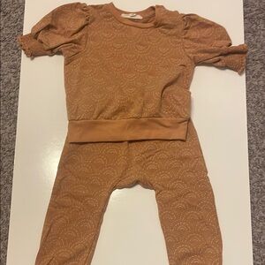 Jessica Simpson Infant Girl Size 24 MOS Tan Matching Set Long Sleeve